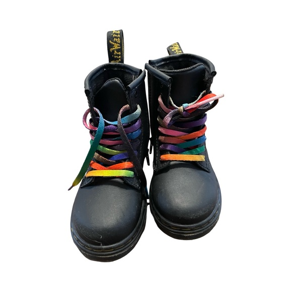 Dr. Martens Black Boots with Colorful Laces and Heart Accents - Picture 3 of 6
